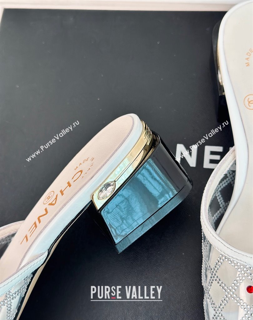 Chanel Crystal Quilting and CC Logo PVC Mules White 2024 (modeng-24032954)