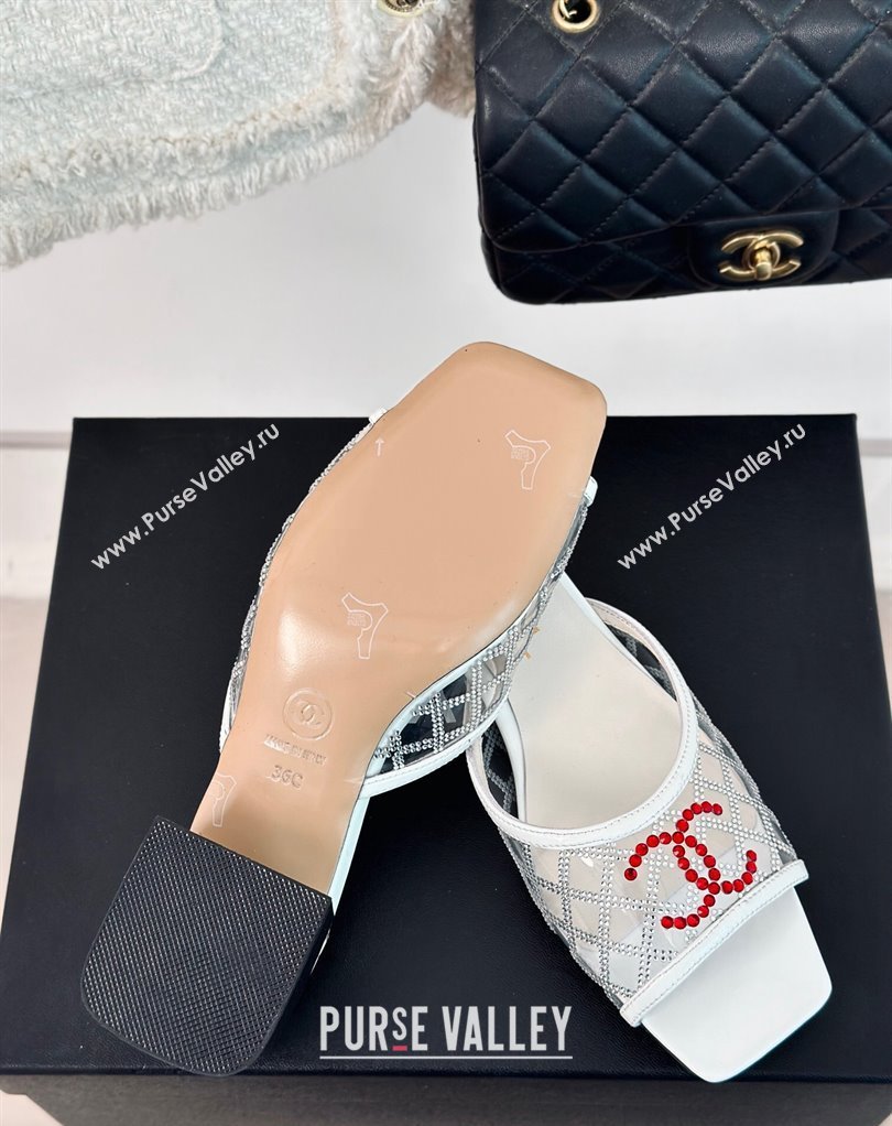 Chanel Crystal Quilting and CC Logo PVC Mules White 2024 (modeng-24032954)