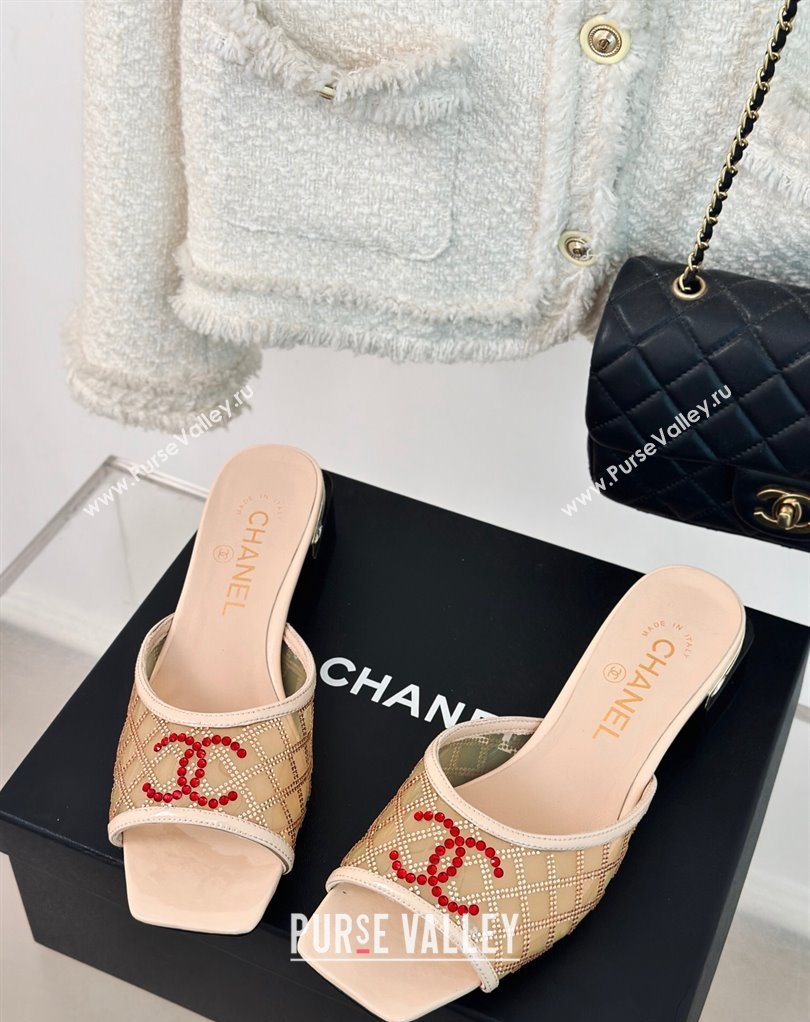 Chanel Crystal Quilting and CC Logo PVC Mules Beige 2024 (modeng-24032955)