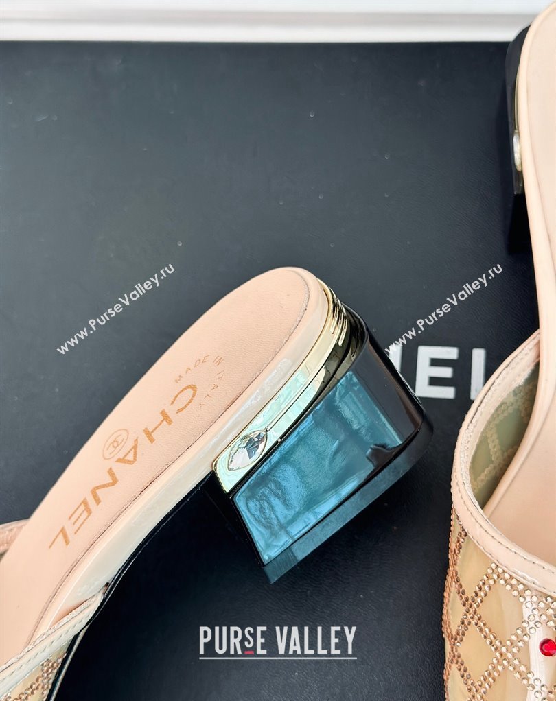 Chanel Crystal Quilting and CC Logo PVC Mules Beige 2024 (modeng-24032955)