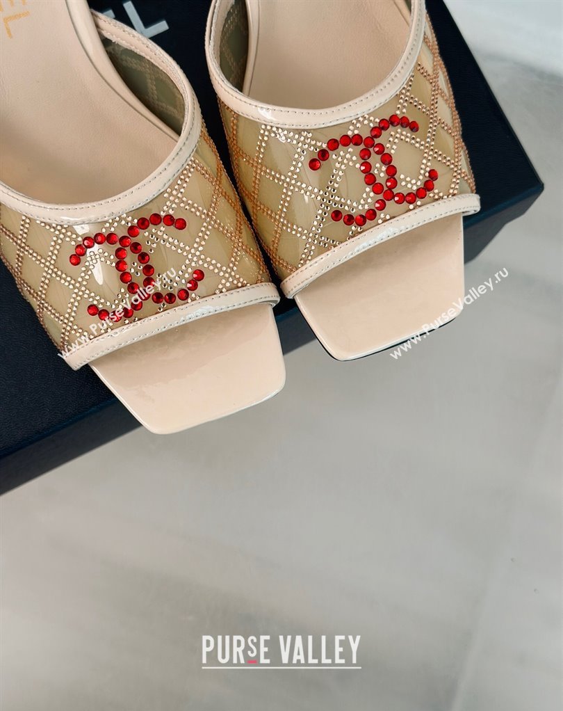 Chanel Crystal Quilting and CC Logo PVC Mules Beige 2024 (modeng-24032955)