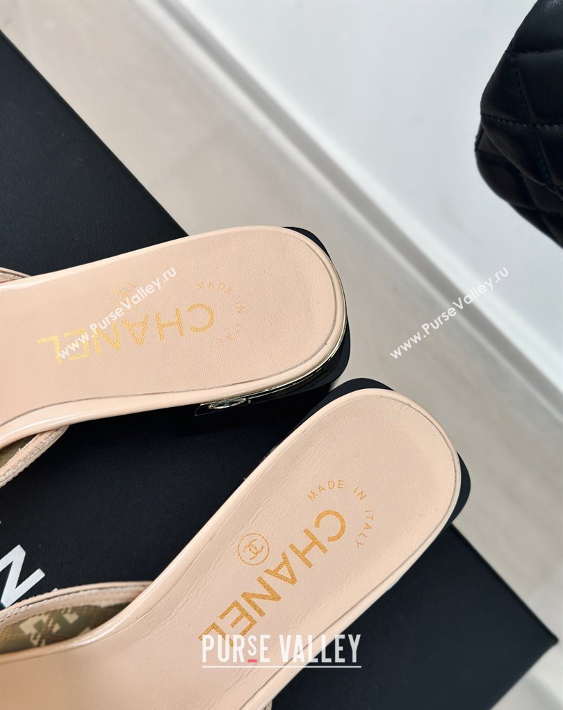 Chanel Crystal Quilting and CC Logo PVC Mules Beige 2024 (modeng-24032955)