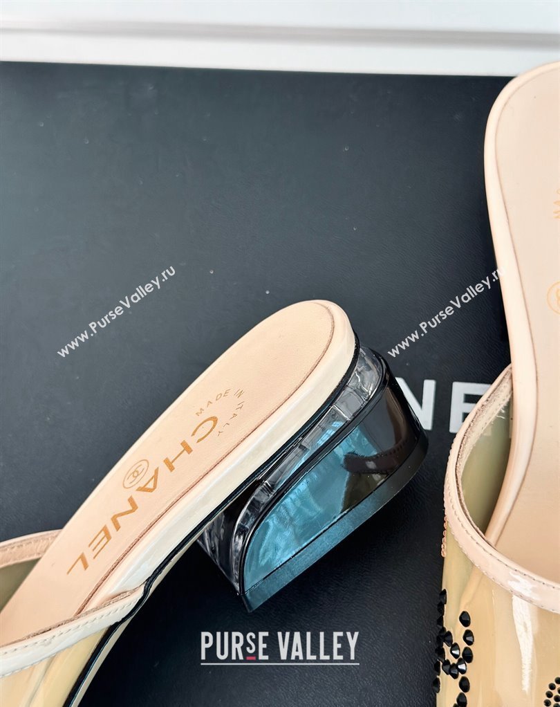 Chanel Crystal Logo Star and Heart PVC Mules Beige 2024 (modeng-24032952)