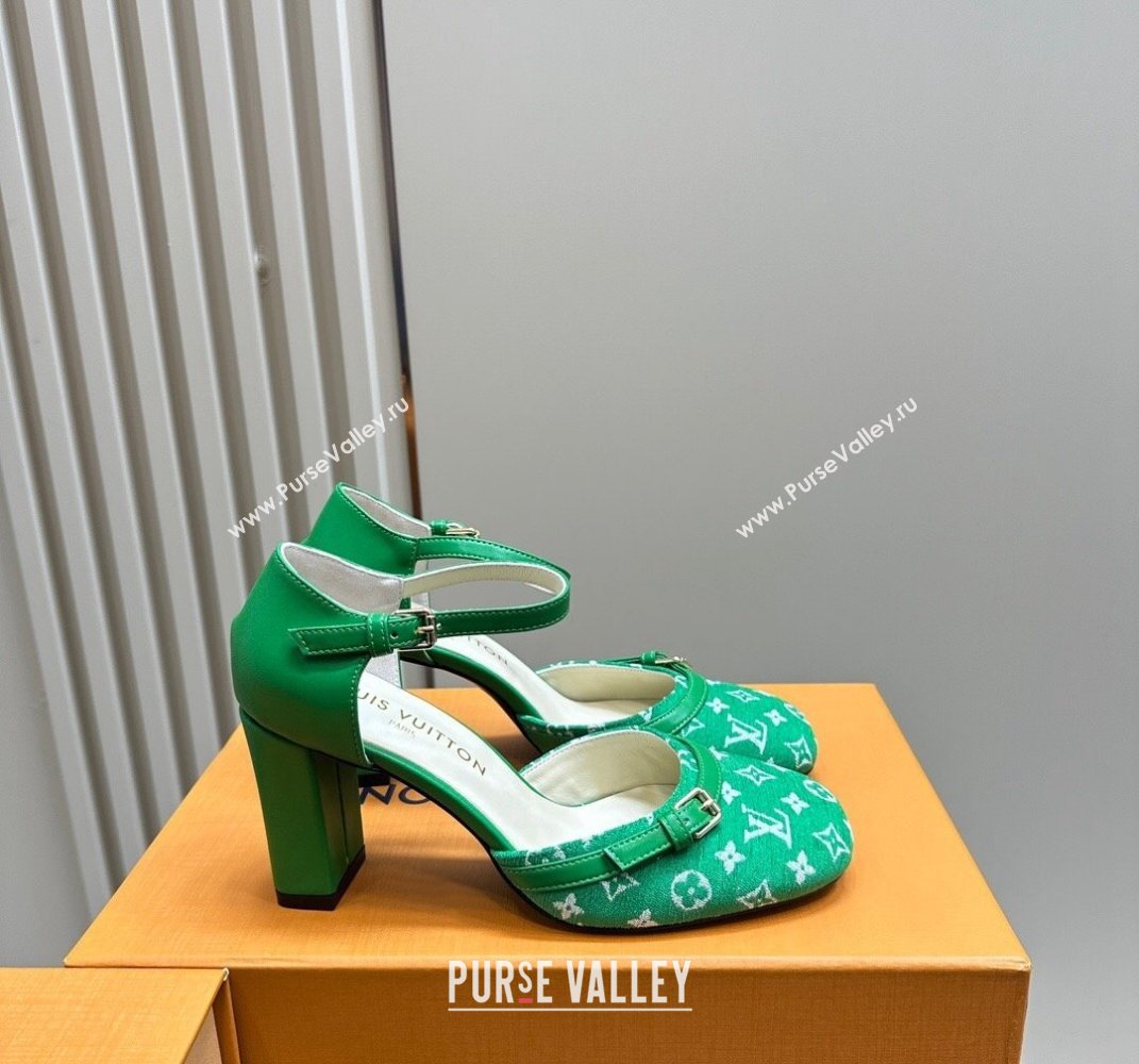 Louis Vuitton Heel 8cm Buckle Vintage Sandals Green 2024 (SS-24032903)