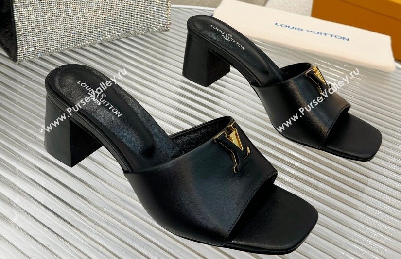 Louis Vuitton Calf leather LV Capri Heel Mules Black 2024 (modeng-24033017)