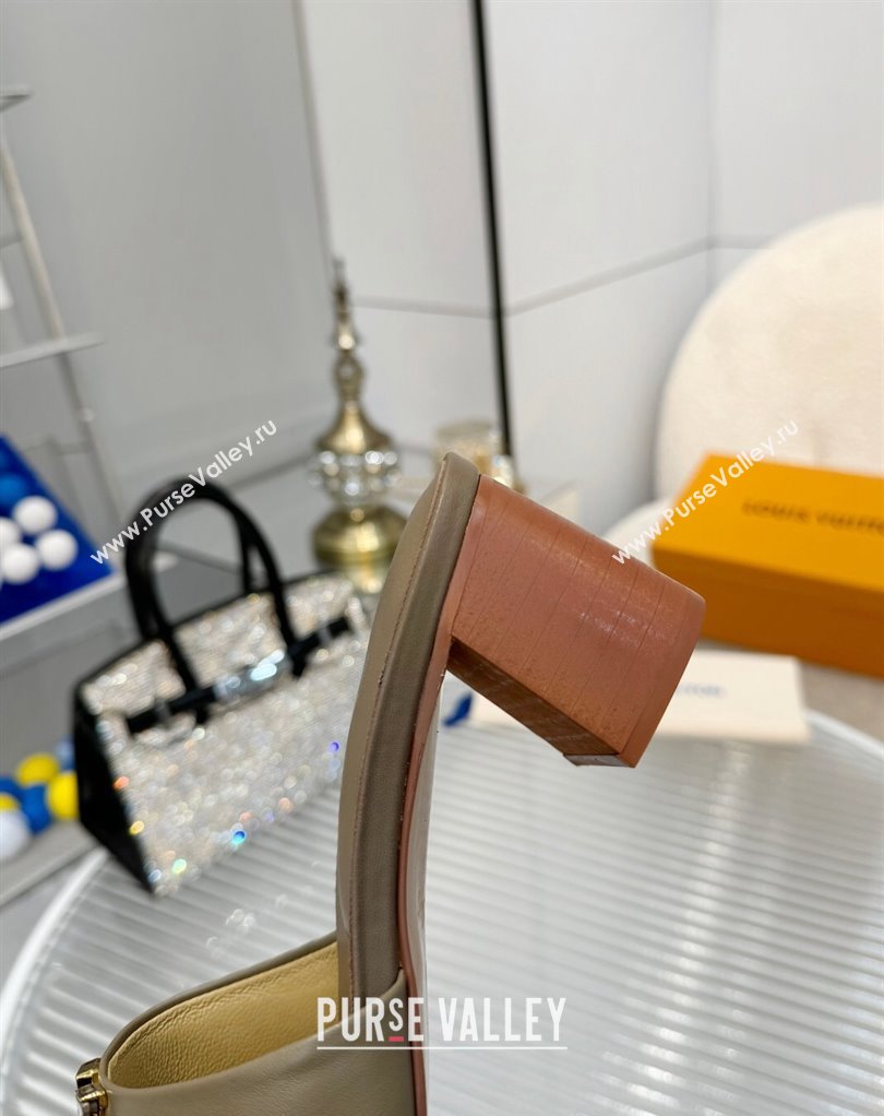 Louis Vuitton Calf leather LV Capri Heel Mules Etoupe 2024 (modeng-24033019)