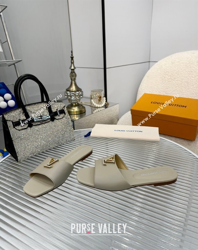 Louis Vuitton Calf leather LV Capri Flat Mules Gray 2024 (modeng-24033030)