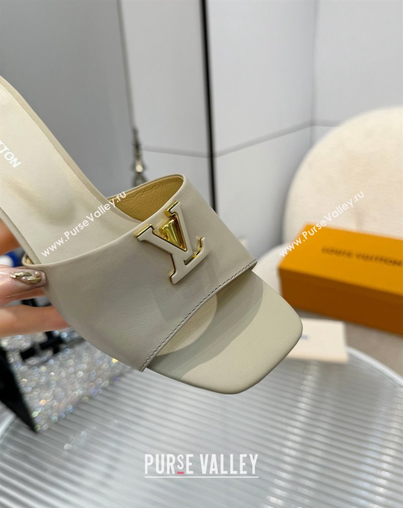 Louis Vuitton Calf leather LV Capri Heel Mules Gray 2024 (modeng-24033020)