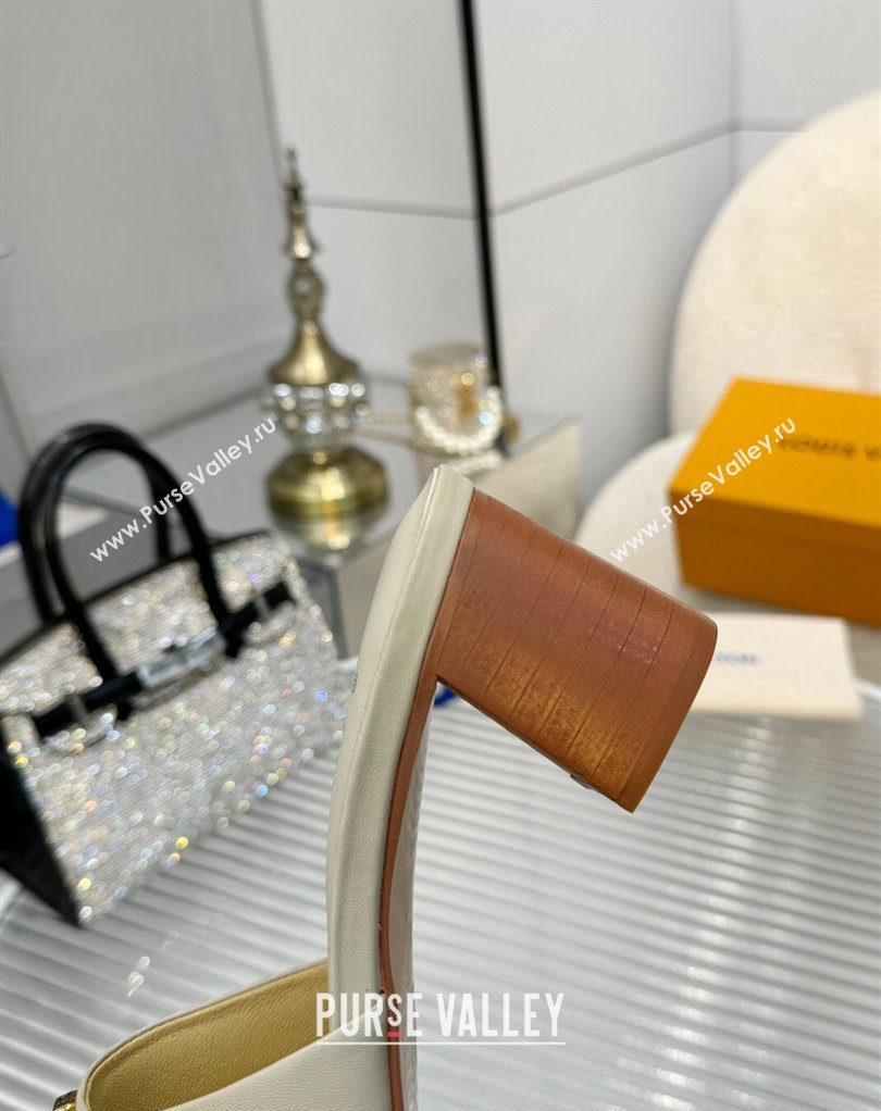 Louis Vuitton Calf leather LV Capri Heel Mules Gray 2024 (modeng-24033020)