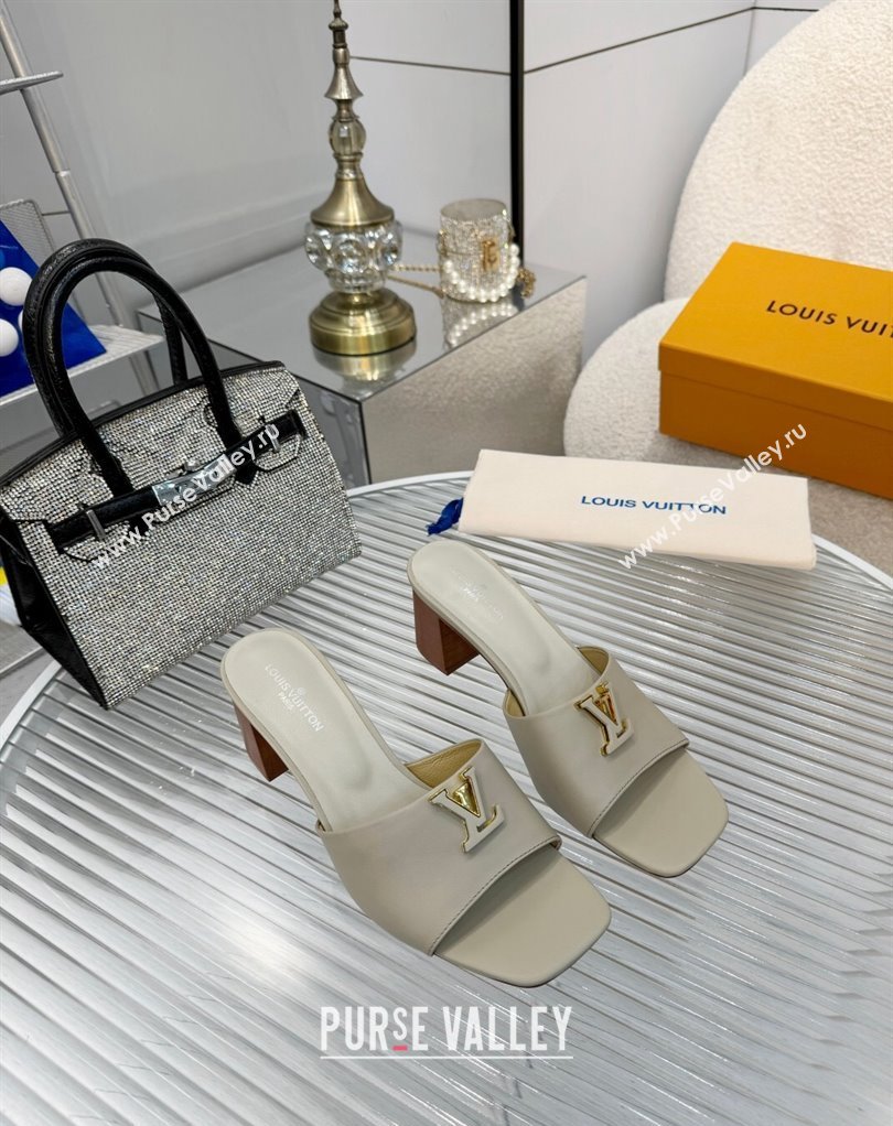 Louis Vuitton Calf leather LV Capri Heel Mules Gray 2024 (modeng-24033020)