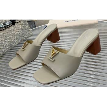 Louis Vuitton Calf leather LV Capri Heel Mules Gray 2024 (modeng-24033020)