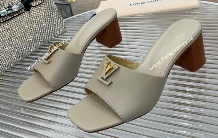 Louis Vuitton Calf leather LV Capri Heel Mules Gray 2024 (modeng-24033020)