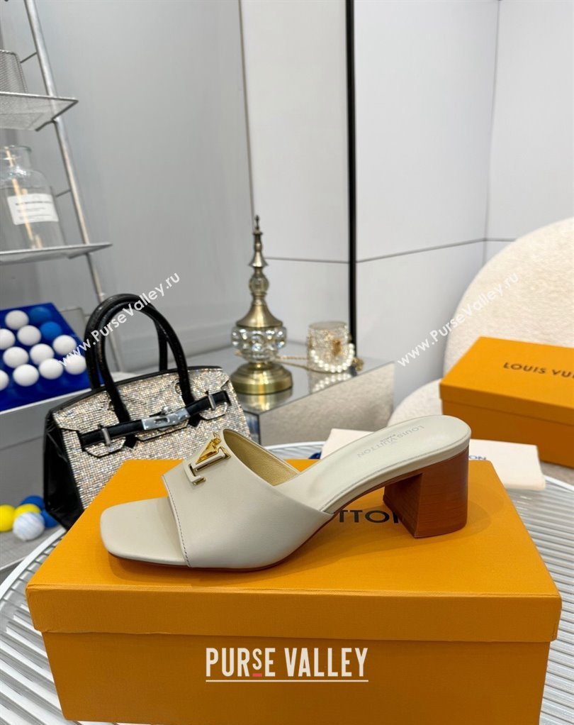 Louis Vuitton Calf leather LV Capri Heel Mules Gray 2024 (modeng-24033020)