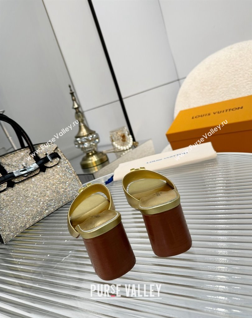 Louis Vuitton Calf leather LV Capri Heel Mules Gold 2024 (modeng-24033025)