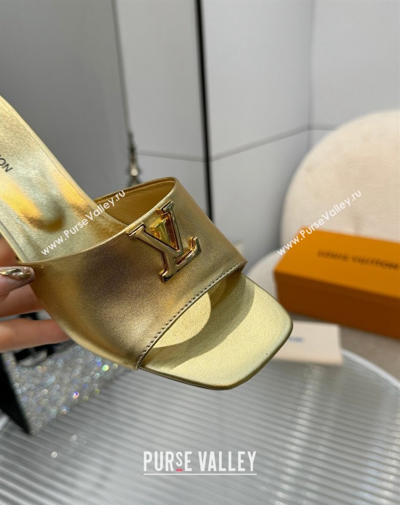 Louis Vuitton Calf leather LV Capri Heel Mules Gold 2024 (modeng-24033025)