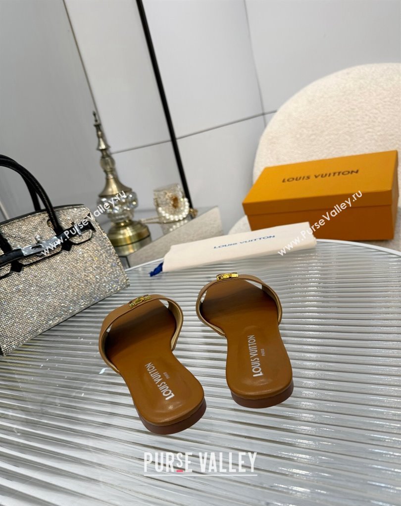 Louis Vuitton Calf leather LV Capri Flat Mules Brown 2024 (modeng-24033031)