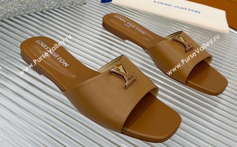 Louis Vuitton Calf leather LV Capri Flat Mules Brown 2024 (modeng-24033031)