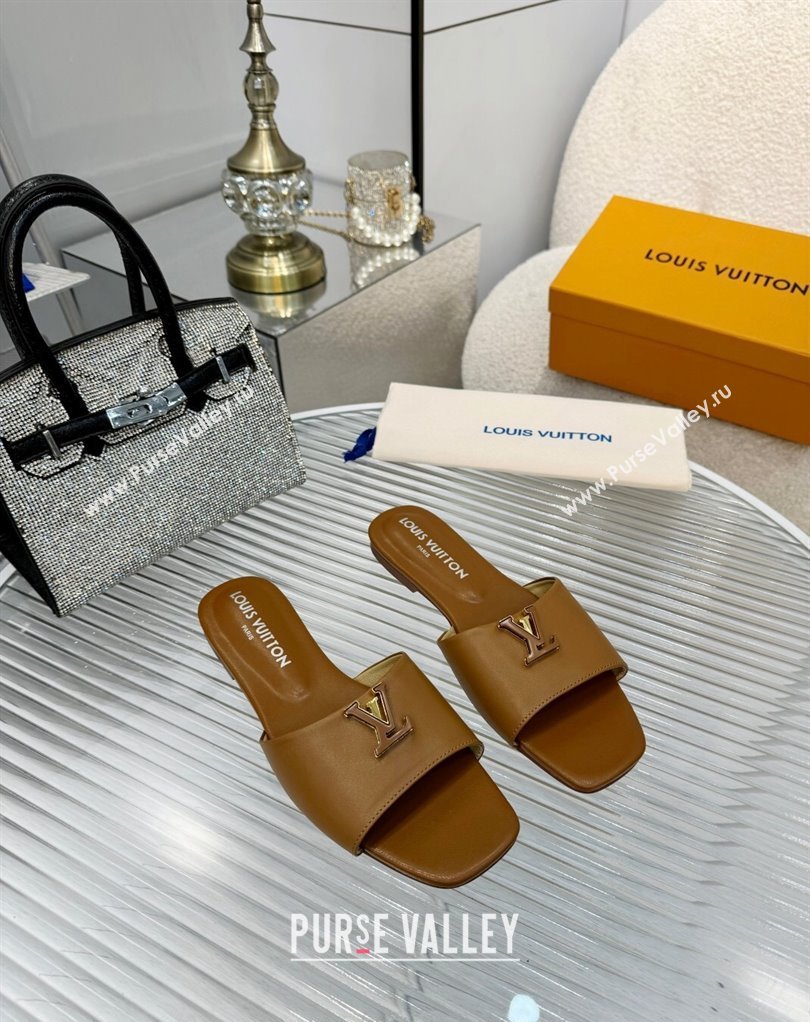 Louis Vuitton Calf leather LV Capri Flat Mules Brown 2024 (modeng-24033031)