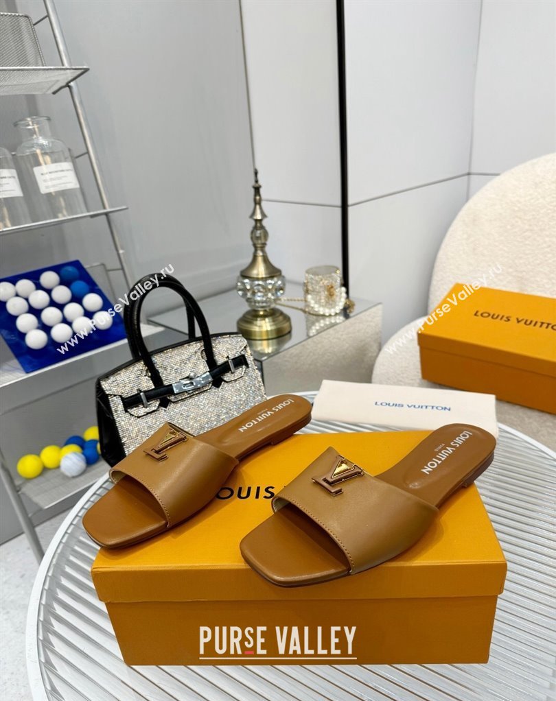 Louis Vuitton Calf leather LV Capri Flat Mules Brown 2024 (modeng-24033031)