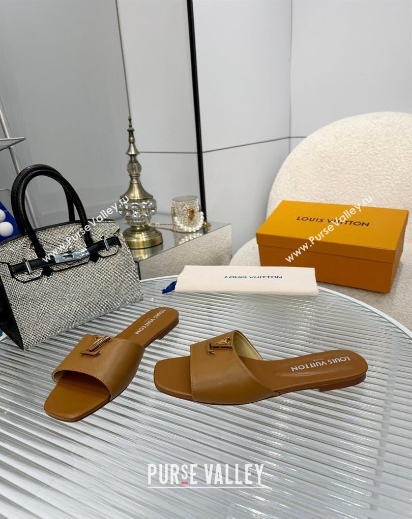 Louis Vuitton Calf leather LV Capri Flat Mules Brown 2024 (modeng-24033031)