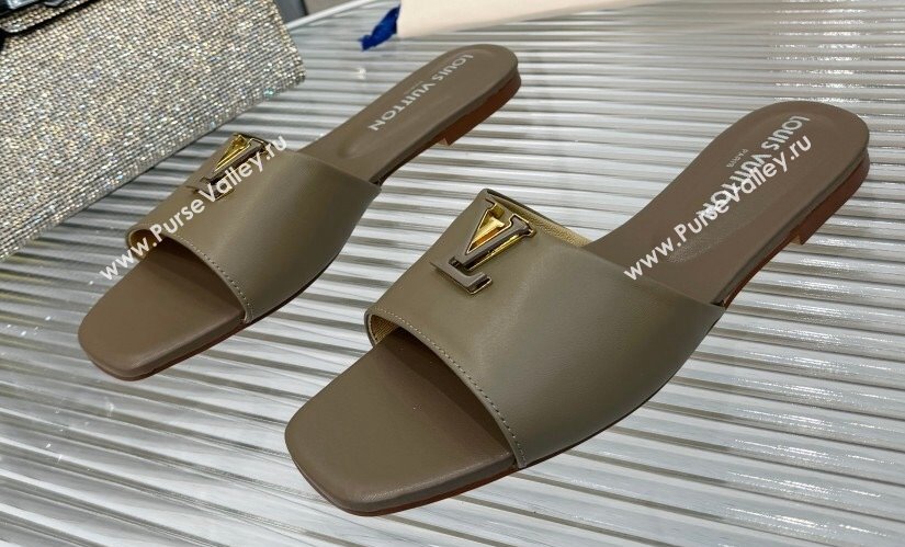 Louis Vuitton Calf leather LV Capri Flat Mules Etoupe 2024 (modeng-24033029)