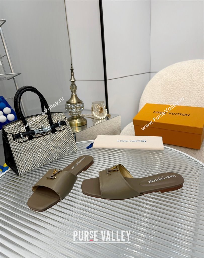 Louis Vuitton Calf leather LV Capri Flat Mules Etoupe 2024 (modeng-24033029)