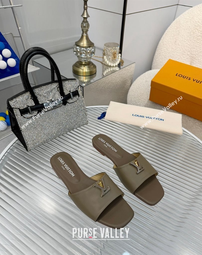 Louis Vuitton Calf leather LV Capri Flat Mules Etoupe 2024 (modeng-24033029)