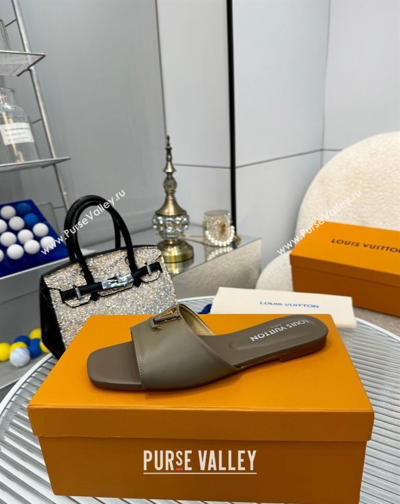 Louis Vuitton Calf leather LV Capri Flat Mules Etoupe 2024 (modeng-24033029)