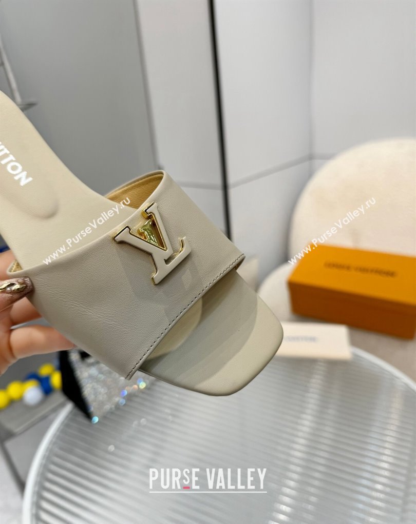 Louis Vuitton Calf leather LV Capri Flat Mules Gray 2024 (modeng-24033030)