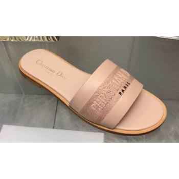 Dior Dway Slides in Nude Calfskin and Embroidered Cotton 2024 (modeng-24033012)