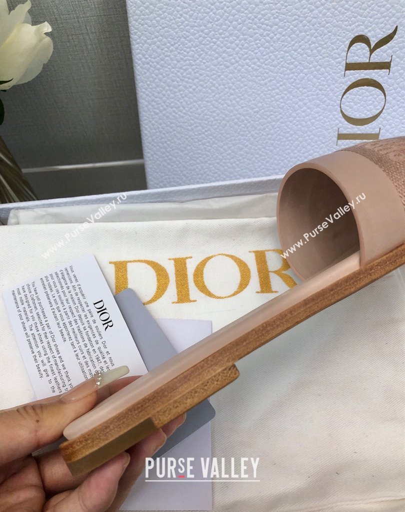 Dior Dway Slides in Nude Calfskin and Embroidered Cotton 2024 (modeng-24033012)