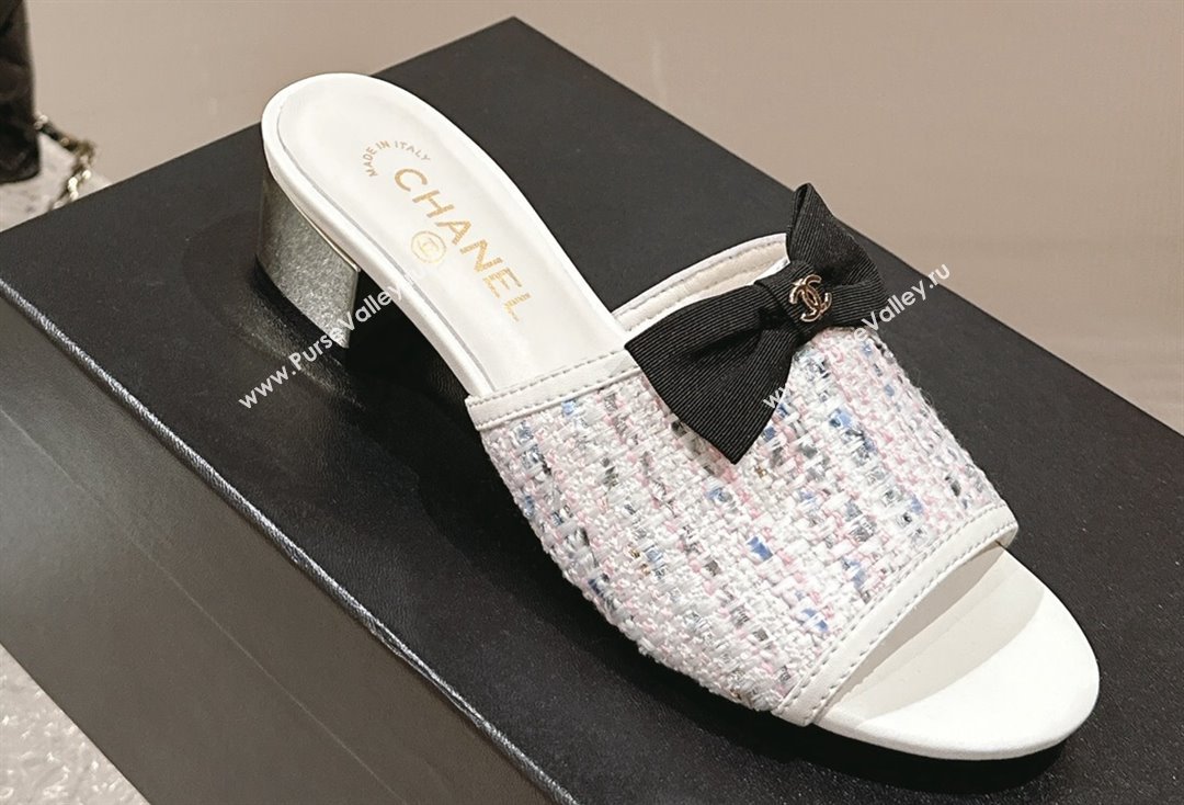 Chanel Tweed Grosgrain Heel Mules with Bow G45691 01 2024 (modeng-24040125)
