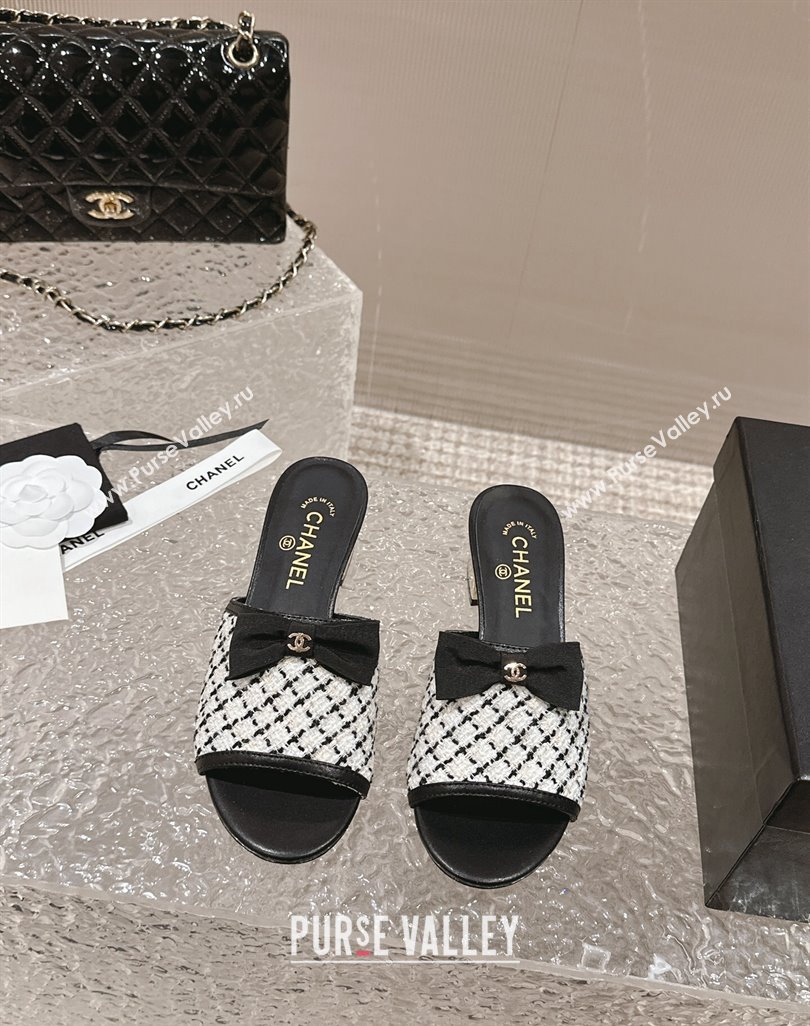Chanel Tweed Grosgrain Heel Mules with Bow G45691 02 2024 (modeng-24040126)