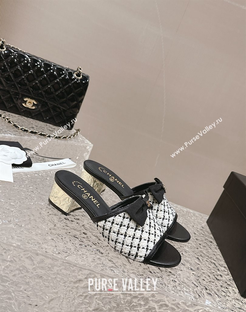Chanel Tweed Grosgrain Heel Mules with Bow G45691 02 2024 (modeng-24040126)