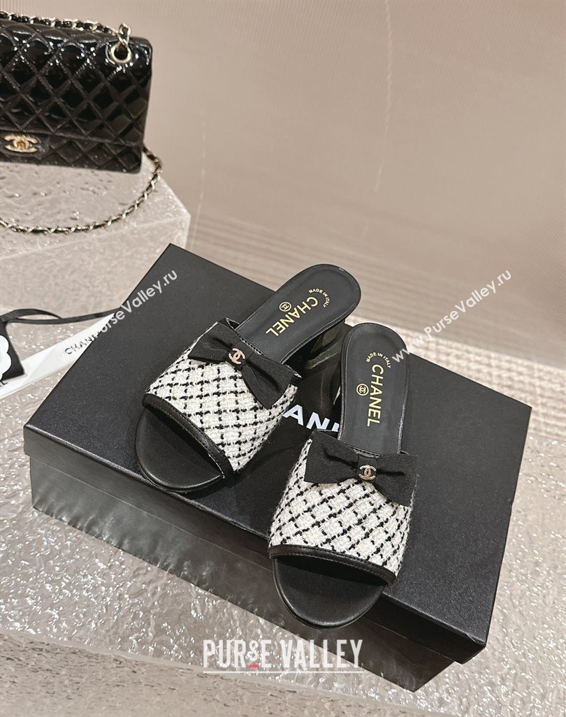 Chanel Tweed Grosgrain Heel Mules with Bow G45691 02 2024 (modeng-24040126)