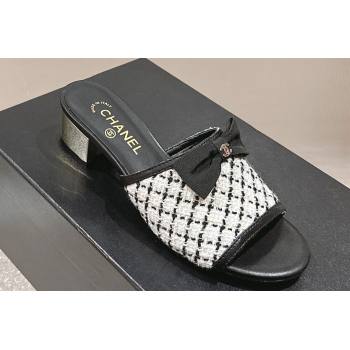 Chanel Tweed Grosgrain Heel Mules with Bow G45691 02 2024 (modeng-24040126)