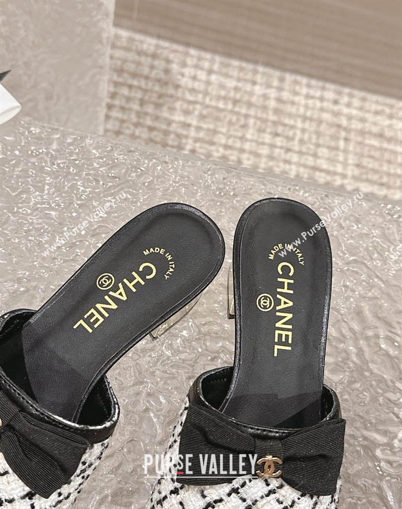 Chanel Tweed Grosgrain Heel Mules with Bow G45691 02 2024 (modeng-24040126)