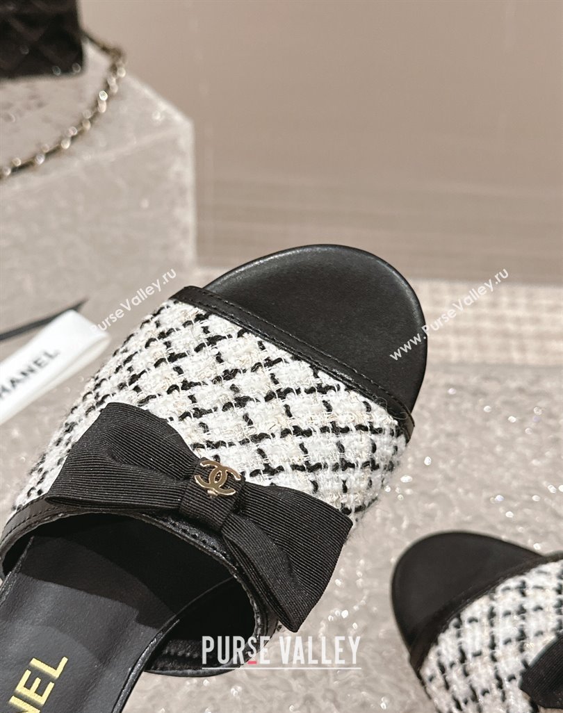 Chanel Tweed Grosgrain Heel Mules with Bow G45691 02 2024 (modeng-24040126)