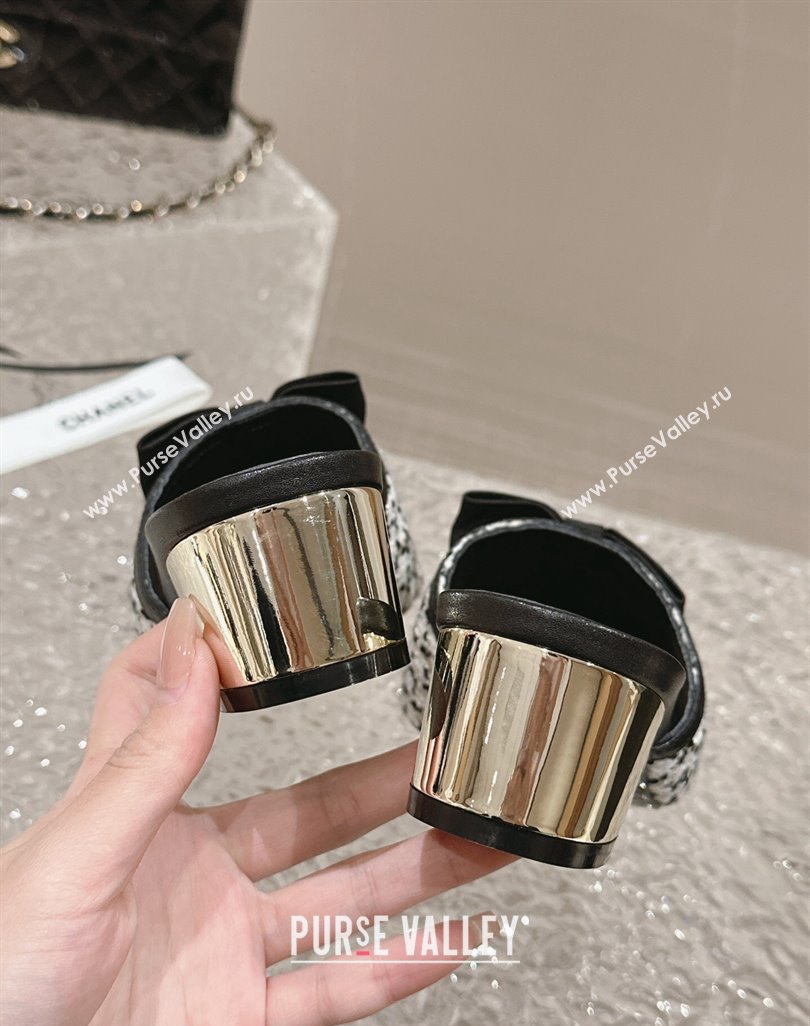 Chanel Tweed Grosgrain Heel Mules with Bow G45691 02 2024 (modeng-24040126)
