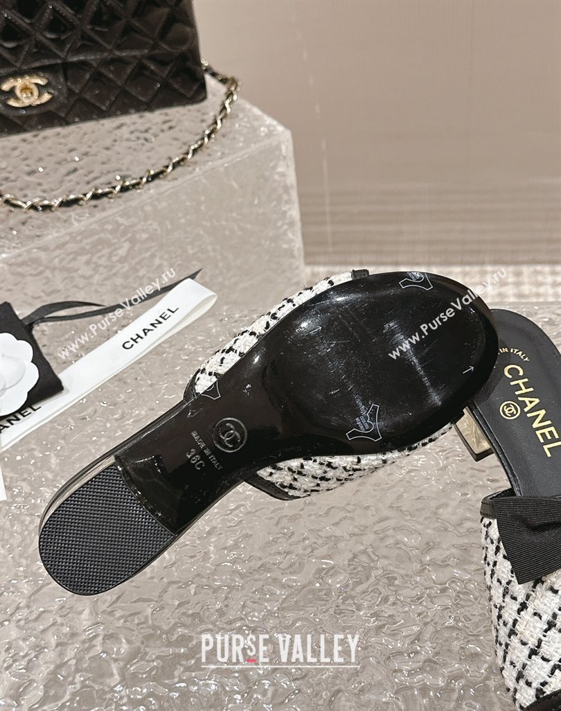 Chanel Tweed Grosgrain Heel Mules with Bow G45691 02 2024 (modeng-24040126)
