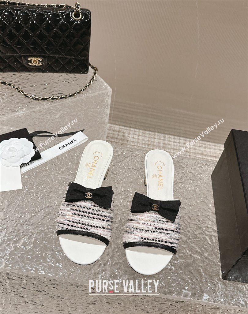 Chanel Tweed Grosgrain Heel Mules with Bow G45691 03 2024 (modeng-24040127)