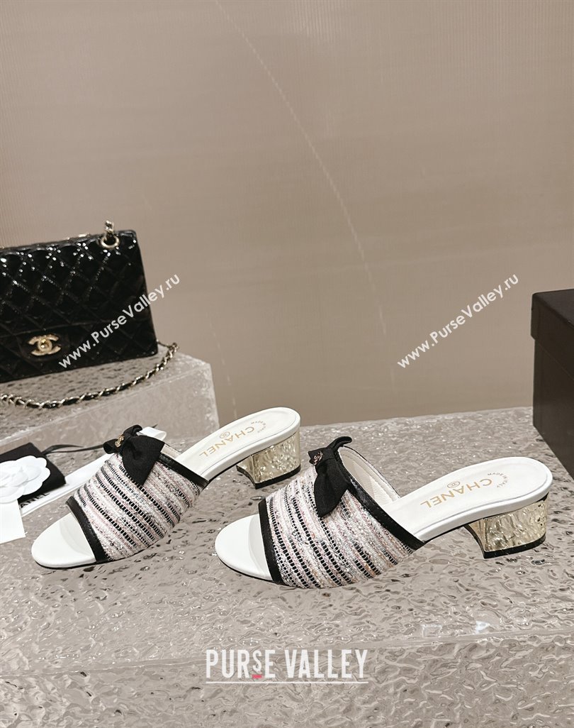 Chanel Tweed Grosgrain Heel Mules with Bow G45691 03 2024 (modeng-24040127)