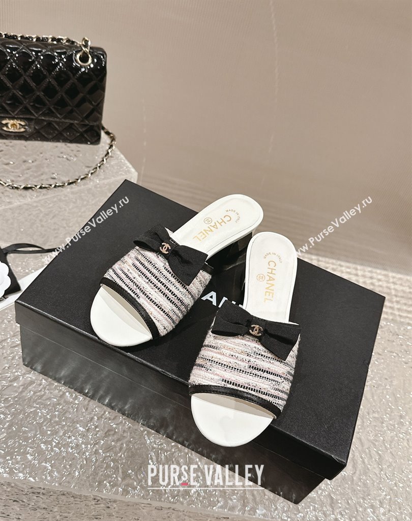 Chanel Tweed Grosgrain Heel Mules with Bow G45691 03 2024 (modeng-24040127)