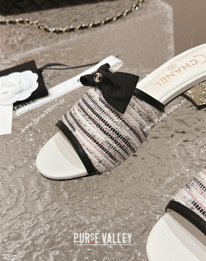 Chanel Tweed Grosgrain Heel Mules with Bow G45691 03 2024 (modeng-24040127)