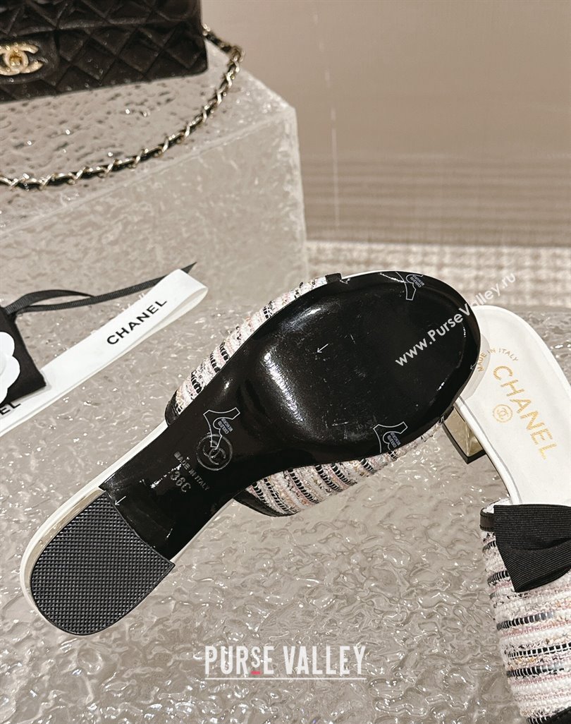 Chanel Tweed Grosgrain Heel Mules with Bow G45691 03 2024 (modeng-24040127)