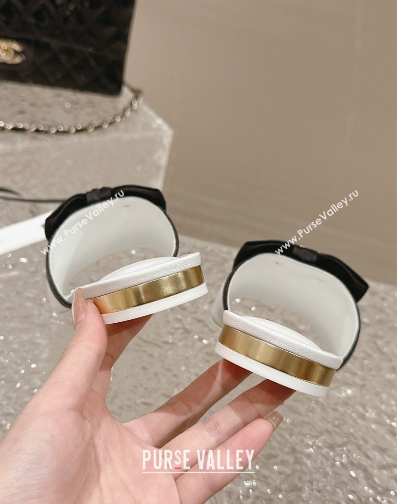 Chanel Lambskin Grosgrain Flat Mules with Bow G45691 White 2024 (modeng-24040132)