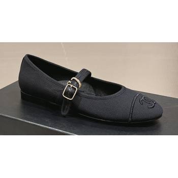 Chanel Cotton Silk Mary Janes G45503 Black 2024 (modeng-24040237)