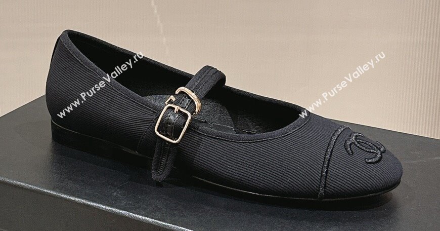 Chanel Cotton Silk Mary Janes G45503 Black 2024 (modeng-24040237)