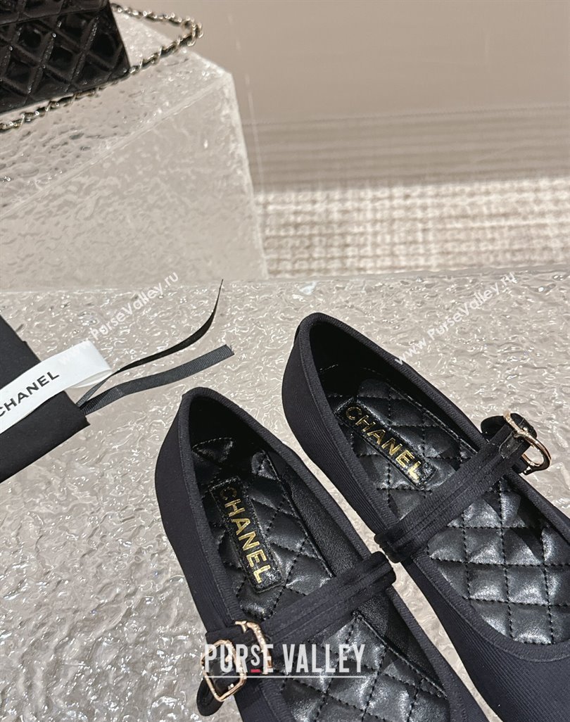 Chanel Cotton Silk Mary Janes G45503 Black 2024 (modeng-24040237)