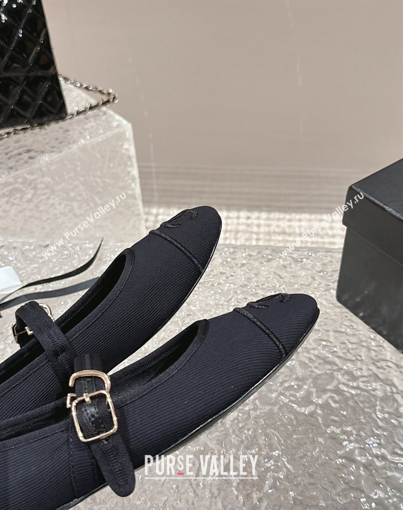Chanel Cotton Silk Mary Janes G45503 Black 2024 (modeng-24040237)